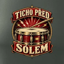 Ticho před sólem - vintage bubenický emblém