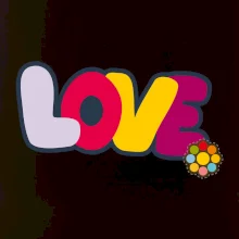 Love nápis s květinou