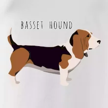 Basset hound pes s nápisem