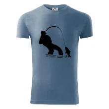 Rybář tahající rybu