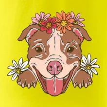 Americký stafordširský teriér hlava s květinami