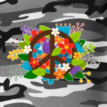 Peace symbol prorostlý květinami