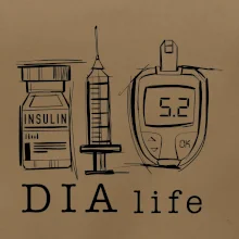 D I A life - kreslený insulin injekce a glukometr
