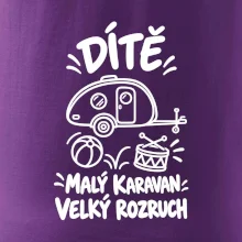 Dítě malý karavan velký rozruch bílý linkový potisk