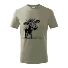 Černobílá karikatura kráva stojící