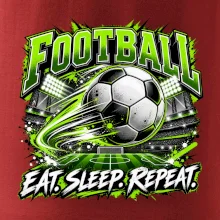 Fotbalový míč a stadion eat sleep repeat