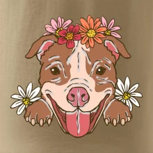 Americký stafordširský teriér hlava s květinami