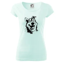 Černobílá karikatura husky