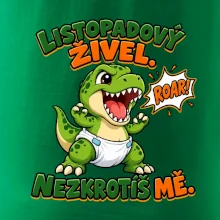 Listopadový živel zelený dinosaurus rex v plence