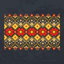 Ukrajinský vzor  - Červené květiny