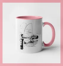 Kreslený rybář s podběrákem