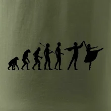 Evoluce tanec - muž a žena se sukní