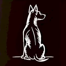 Pes kreslený zezadu