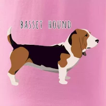 Basset hound pes s nápisem