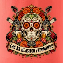 Mexická rocková lebka s kytarami a pivem
