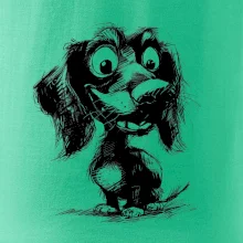 Černobílá karikatura jezevčík