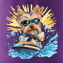 Yorkšírský teriér na vodním skútru