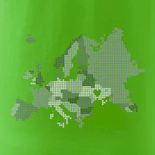 Mapa Evropy - srdce v Ukrajině