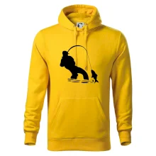 Rybář tahající rybu