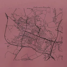 Mapy měst černobílé Ostrava Poruba