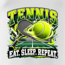 Tenisová raketa a míček eat sleep repeat