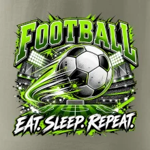 Fotbalový míč a stadion eat sleep repeat