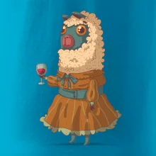 Alpaka s vínem žena