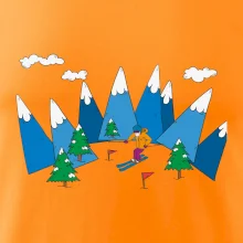 Lyžař a barevné hory