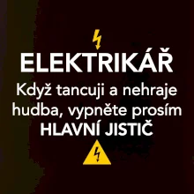 Elektrikář - hlavní jistič - Nápis na zádech