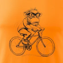 Opice s brýlemi na kole