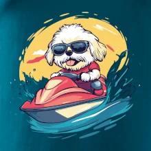 Lhasa Apso na vodním skútru