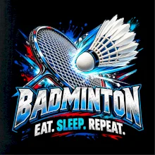 Badmintonová raketa s košíčkem eat sleep repeat