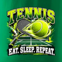 Tenisová raketa a míček eat sleep repeat