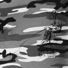 Kreslený rybář na pařezu