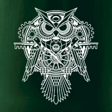 Steampunk sova černobílá
