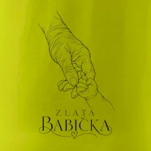 Zlatá babička s dětskou ručičkou minimalistická kresba