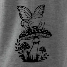 Goblincore černá houba se žábou