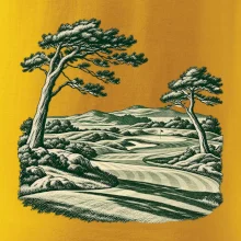 Golfové hřiště v retro rytině