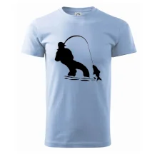 Rybář tahající rybu