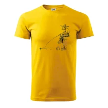 Kreslený rybář na pařezu