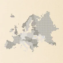 Mapa Evropy - srdce v Ukrajině