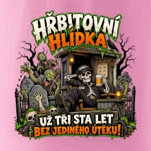 Hřbitovní hlídka kostlivec vrátný s pivem