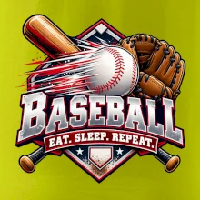 Baseballová pálka s rukavicí eat sleep repeat