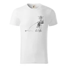 Kreslený rybář na pařezu