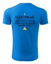 Elektrikář - hlavní jistič - Nápis na zádech