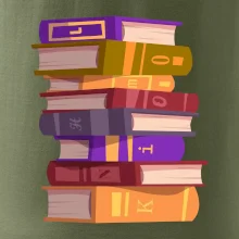 Knihomol stojící knihy