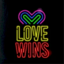 Neon sign love wins