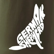 Německý ovčák sedící napis