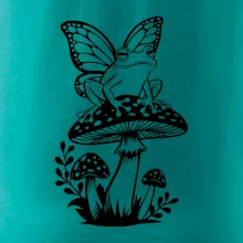 Goblincore černá houba se žábou