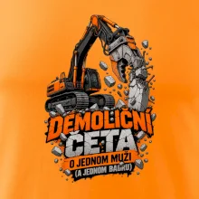 Demoliční četa o jednom muži a bagru